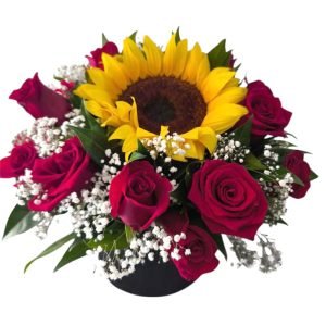 Arreglo Floral de Girasol y Rosas
